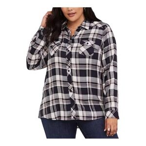 Torrid Challis‎ Button-Down Long Sleeve Plaid Shirt Women’s Torrid Size 2 (2X)